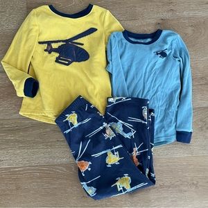 Boys Carters fleece pajamas 3 piece set helicopters 7